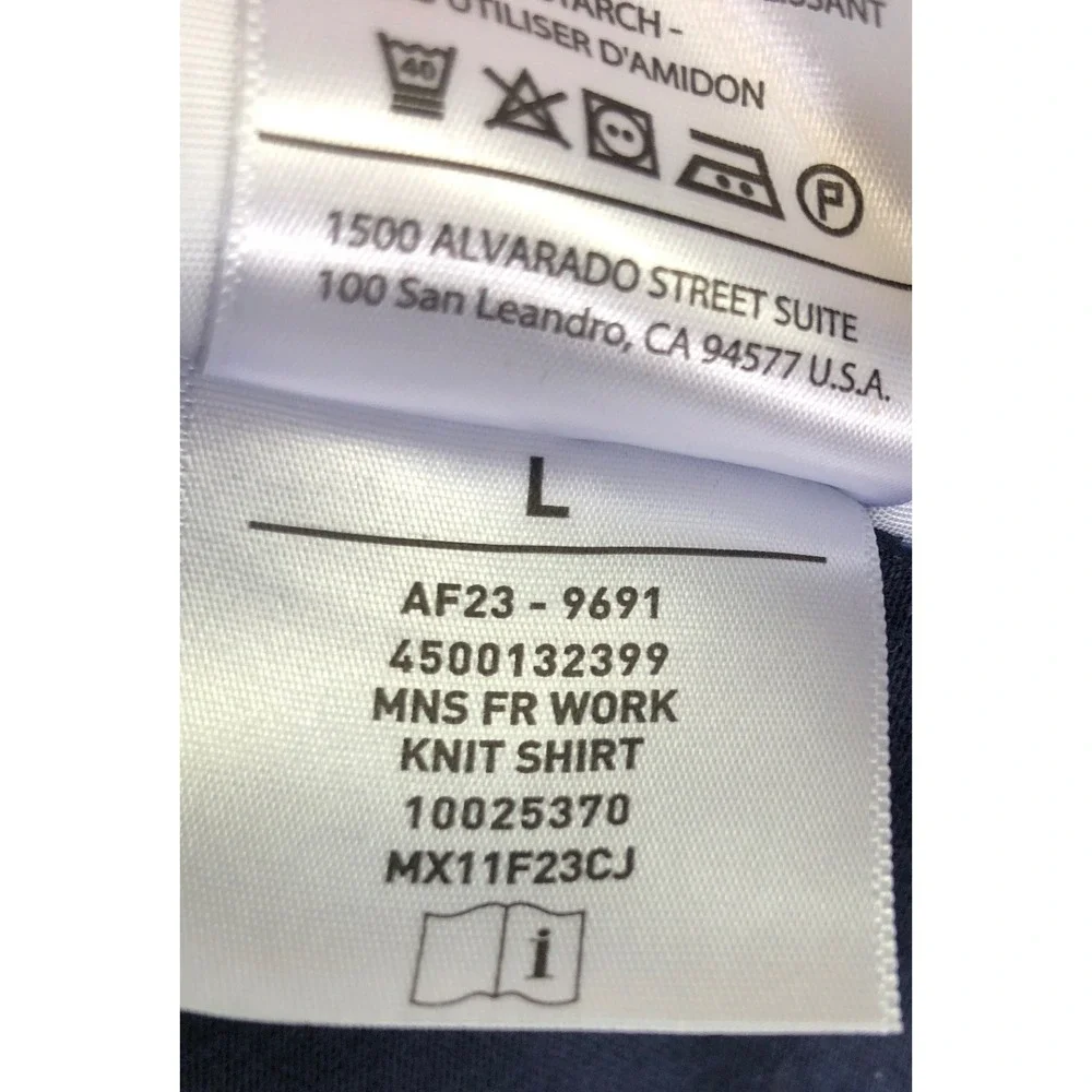 Ariat FR Work Shirt Mens Large Navy Blue Flame Resistant CAT 2 Knit Short Sleeve - Picture 4 of 11